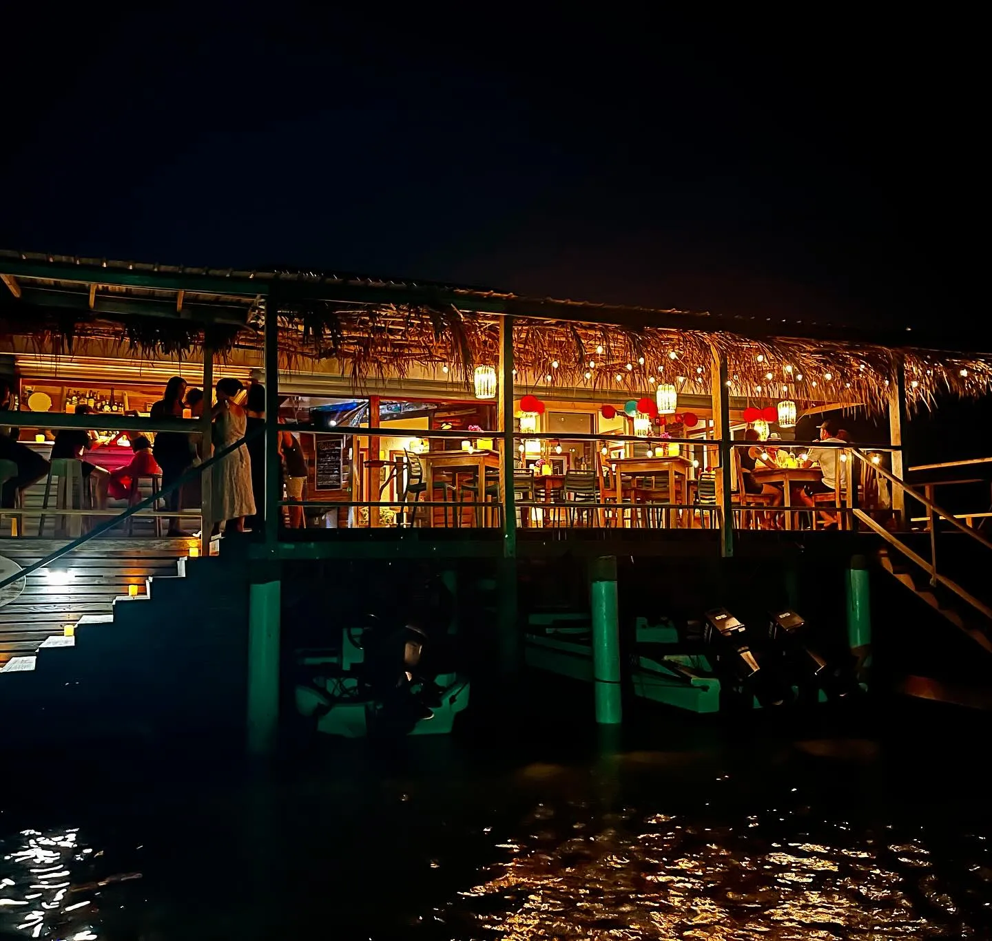 The bar all lit up after dark. The bar all lit up after dark.