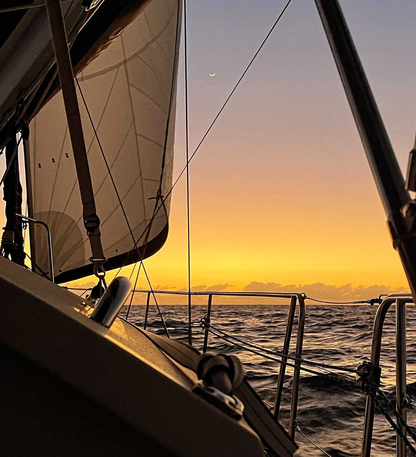 Downwind sailing from Jamaica to Grand Cayman.
