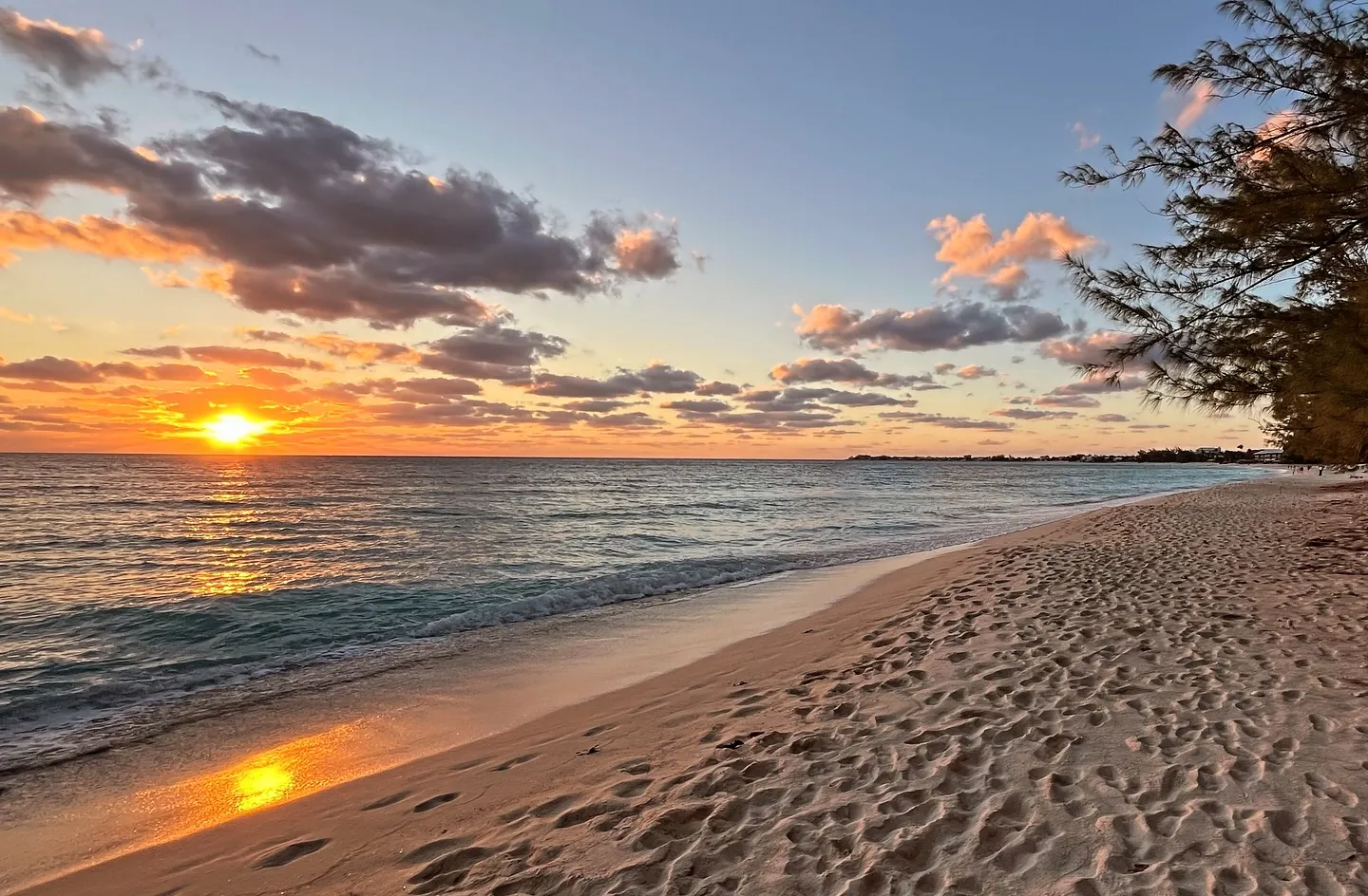 Grand Cayman sunsets and beach runs.
