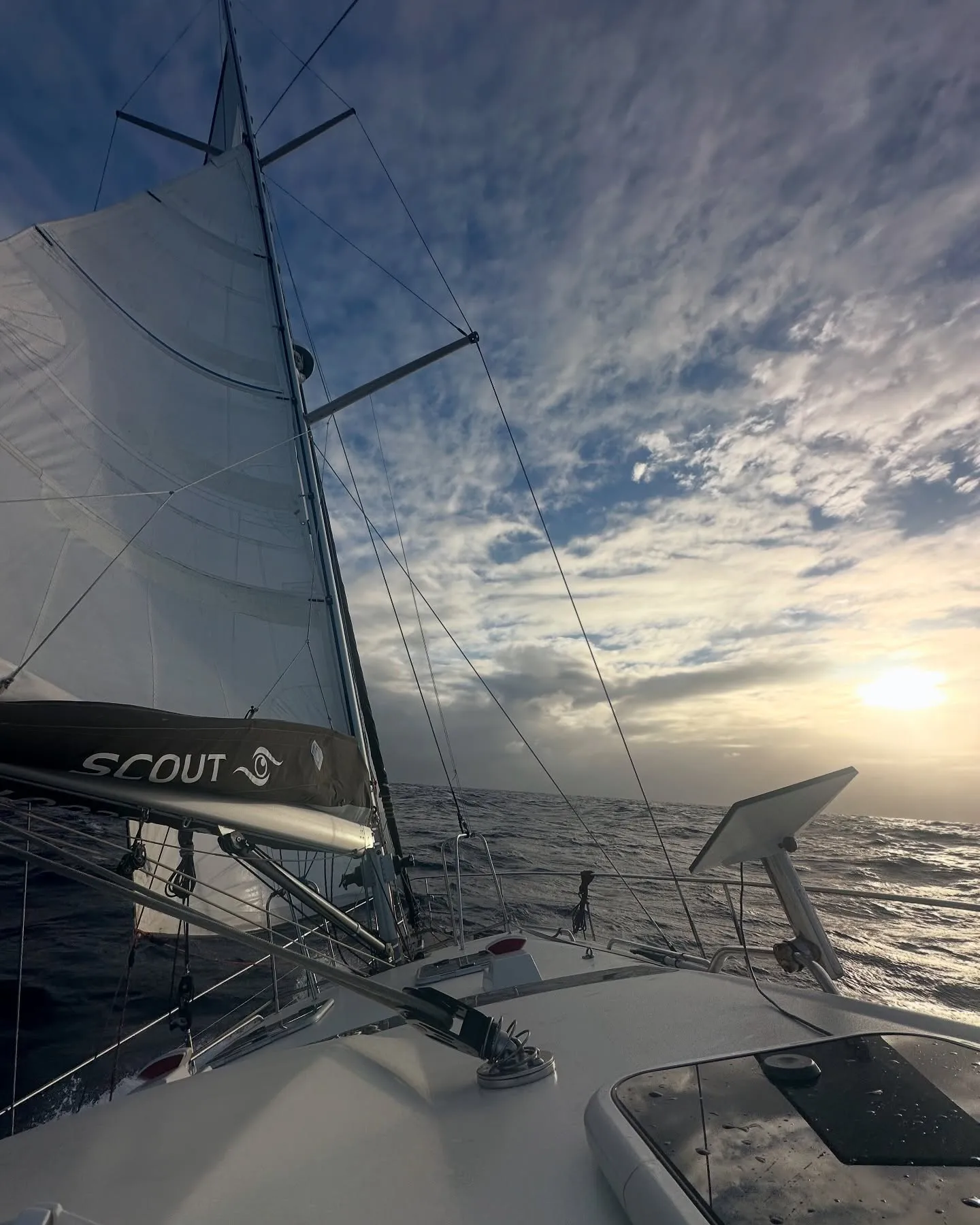 Sun breaking through the clouds on passage. Sun breaking through the clouds on passage.