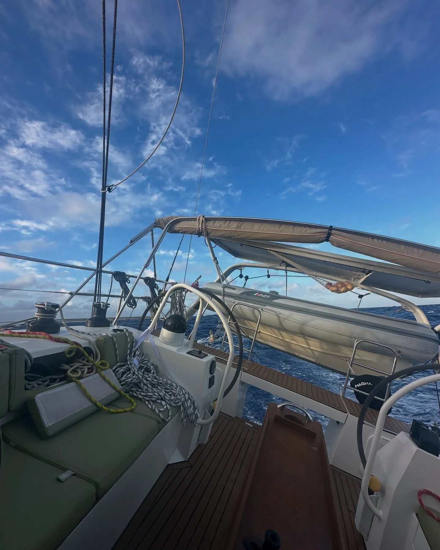 Blue skies from the helm. Blue skies from the helm.