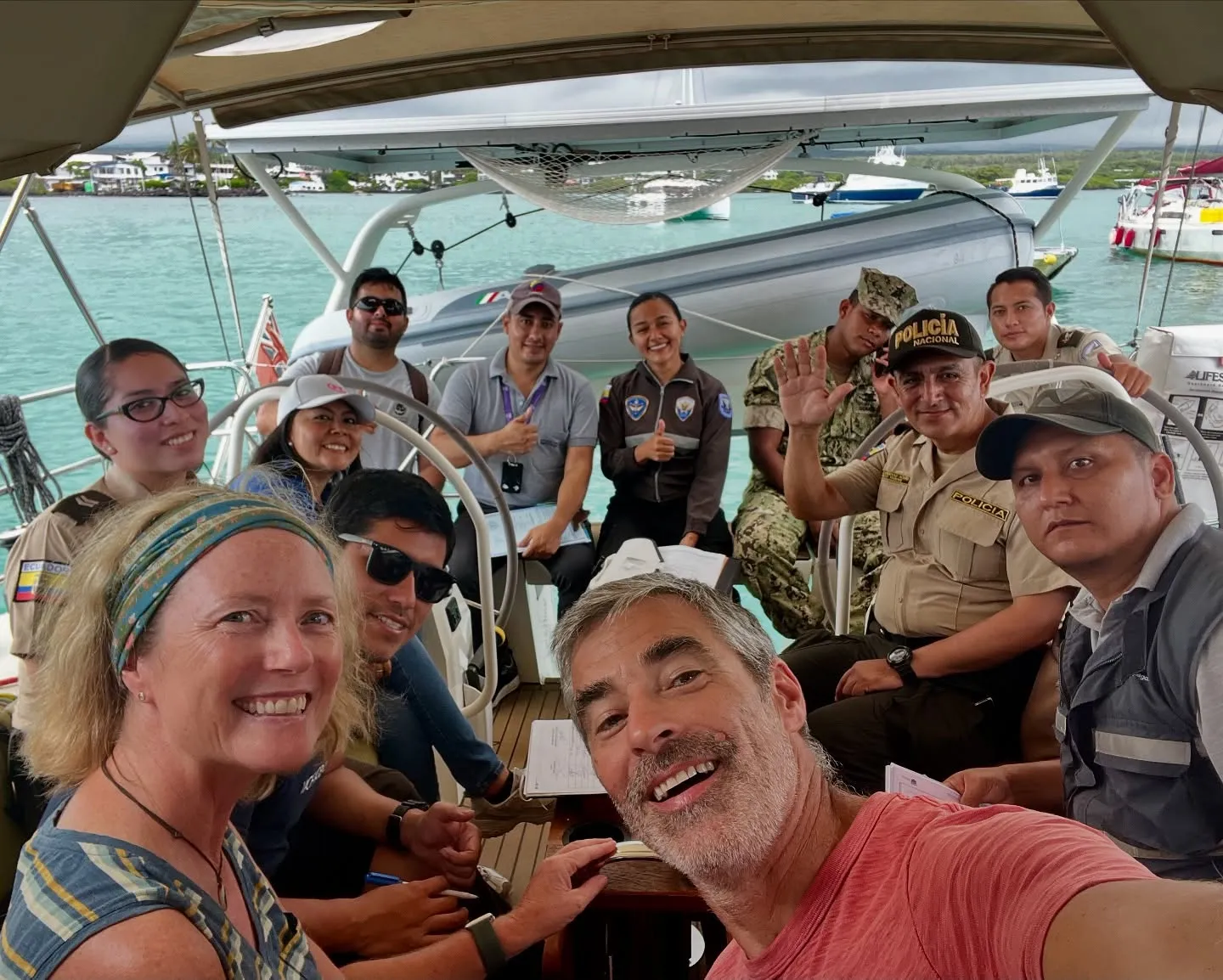 Checking in to the Galápagos is a team sport.