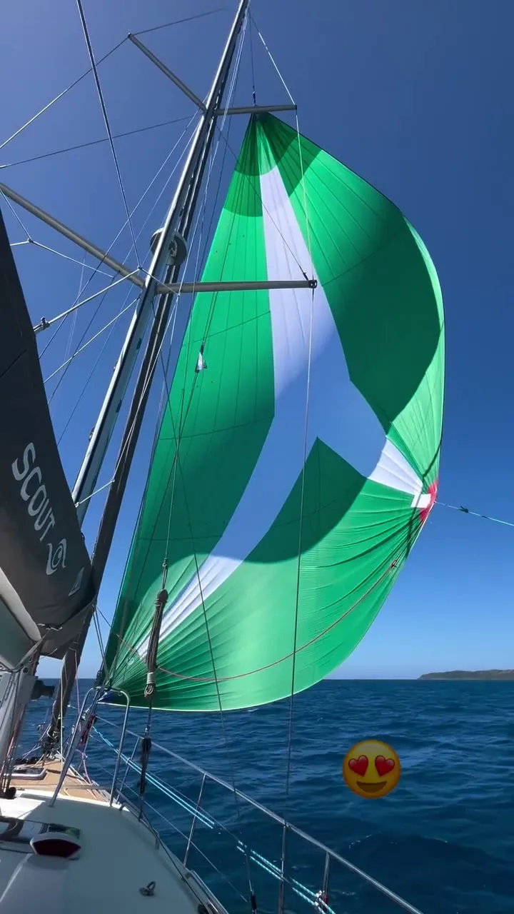 A 20 ton expedition boat making 7 knots in 11 knots of wind.