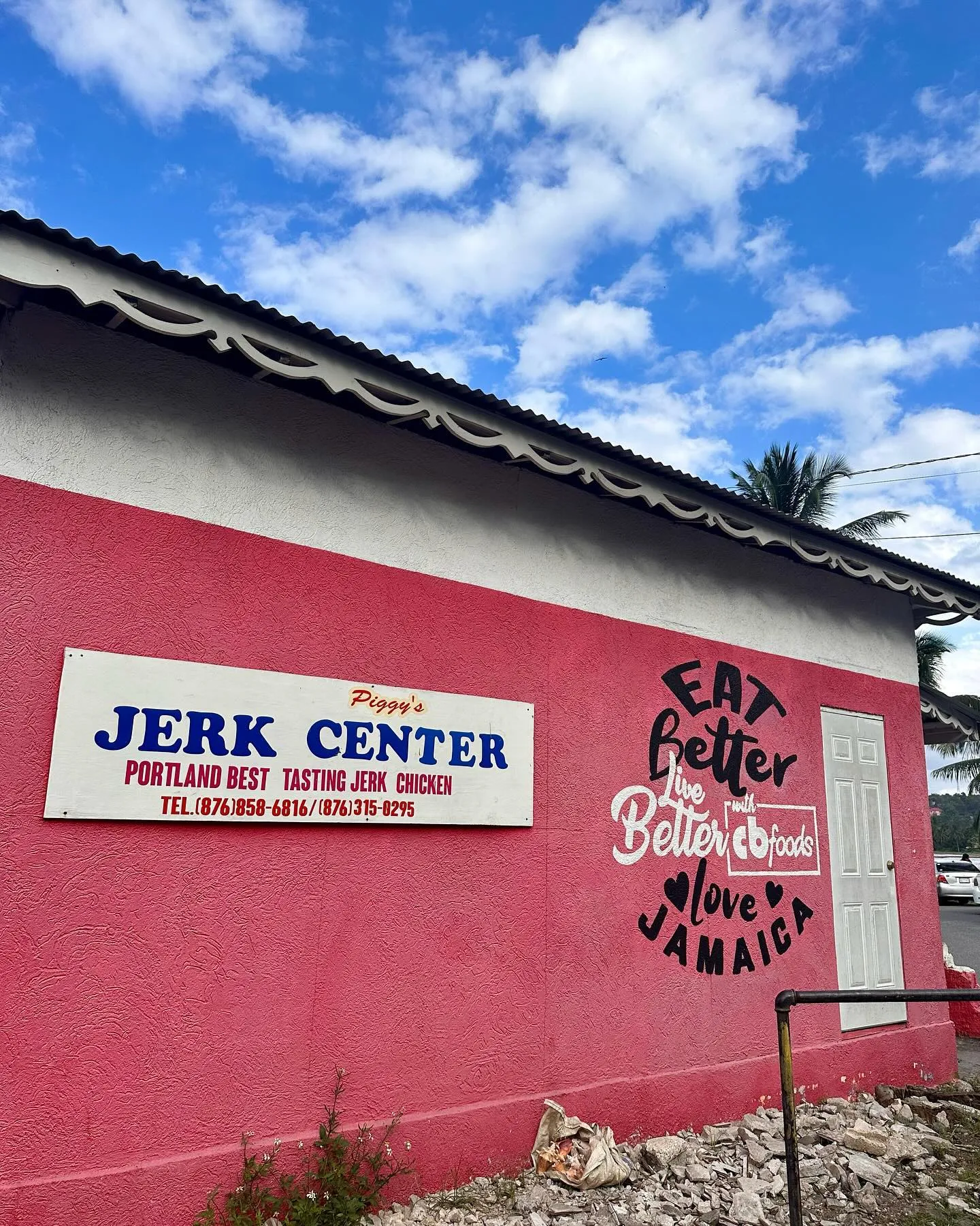 A roadside jerk chicken shack.
