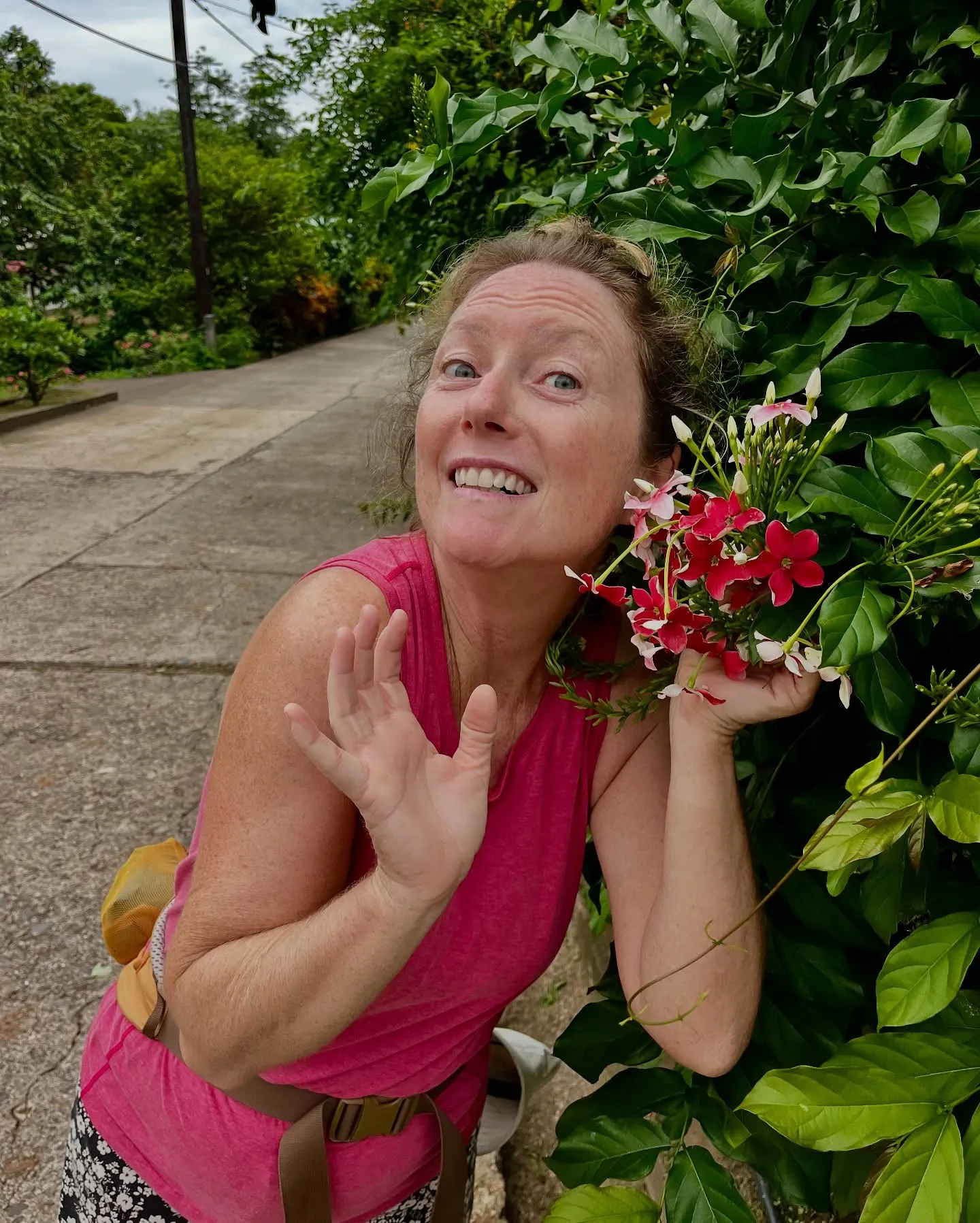 Stopping to smell the flowers. Stopping to smell the flowers.