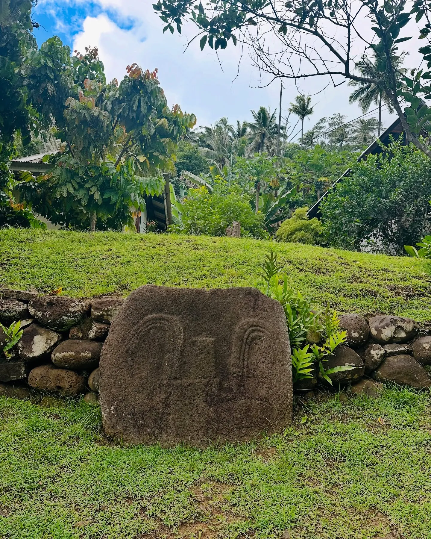 A face carved in stone by the roadside on Hiva Oa. A face carved in stone by the roadside on Hiva Oa.