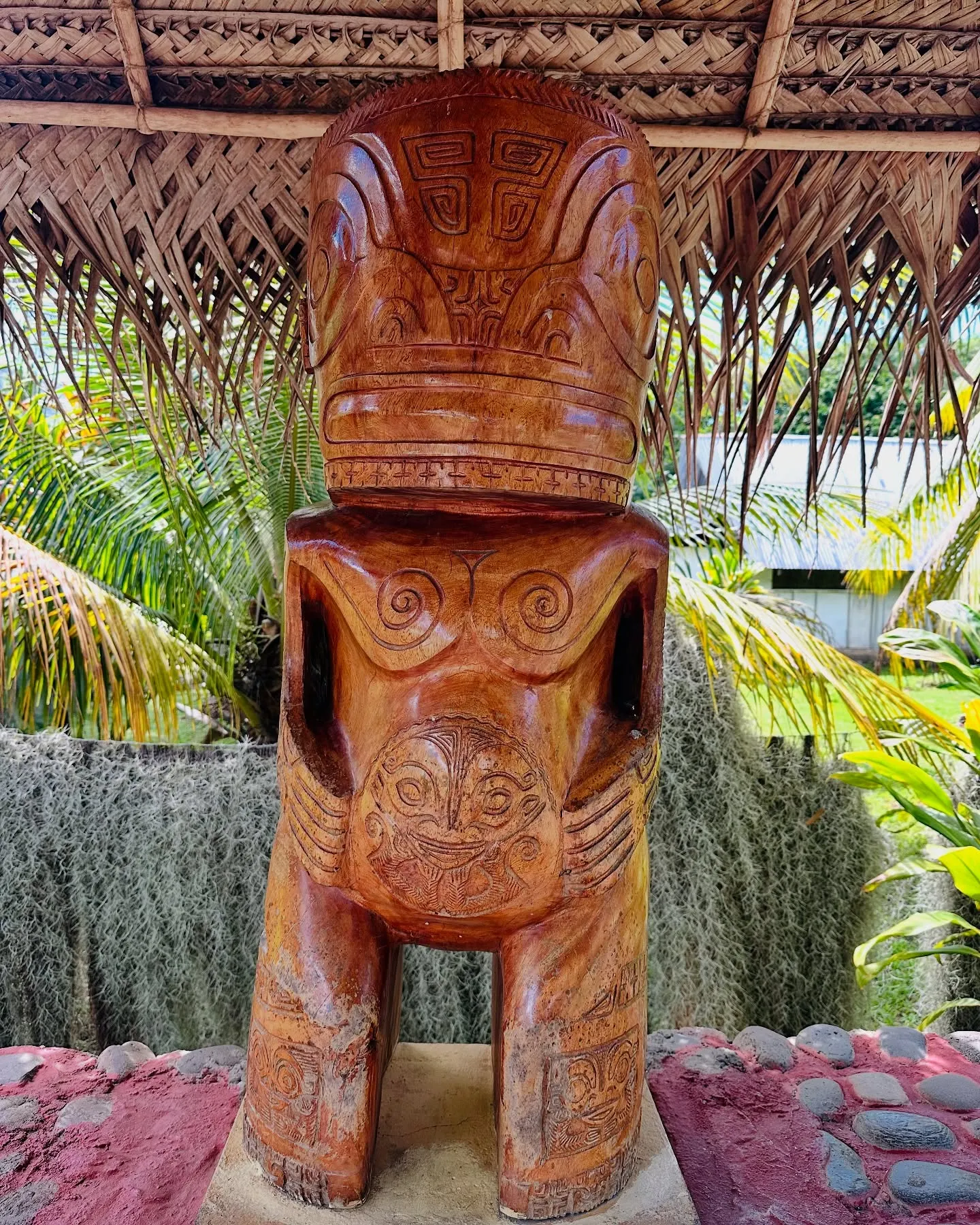 An impressive carved wooden tiki. An impressive carved wooden tiki.