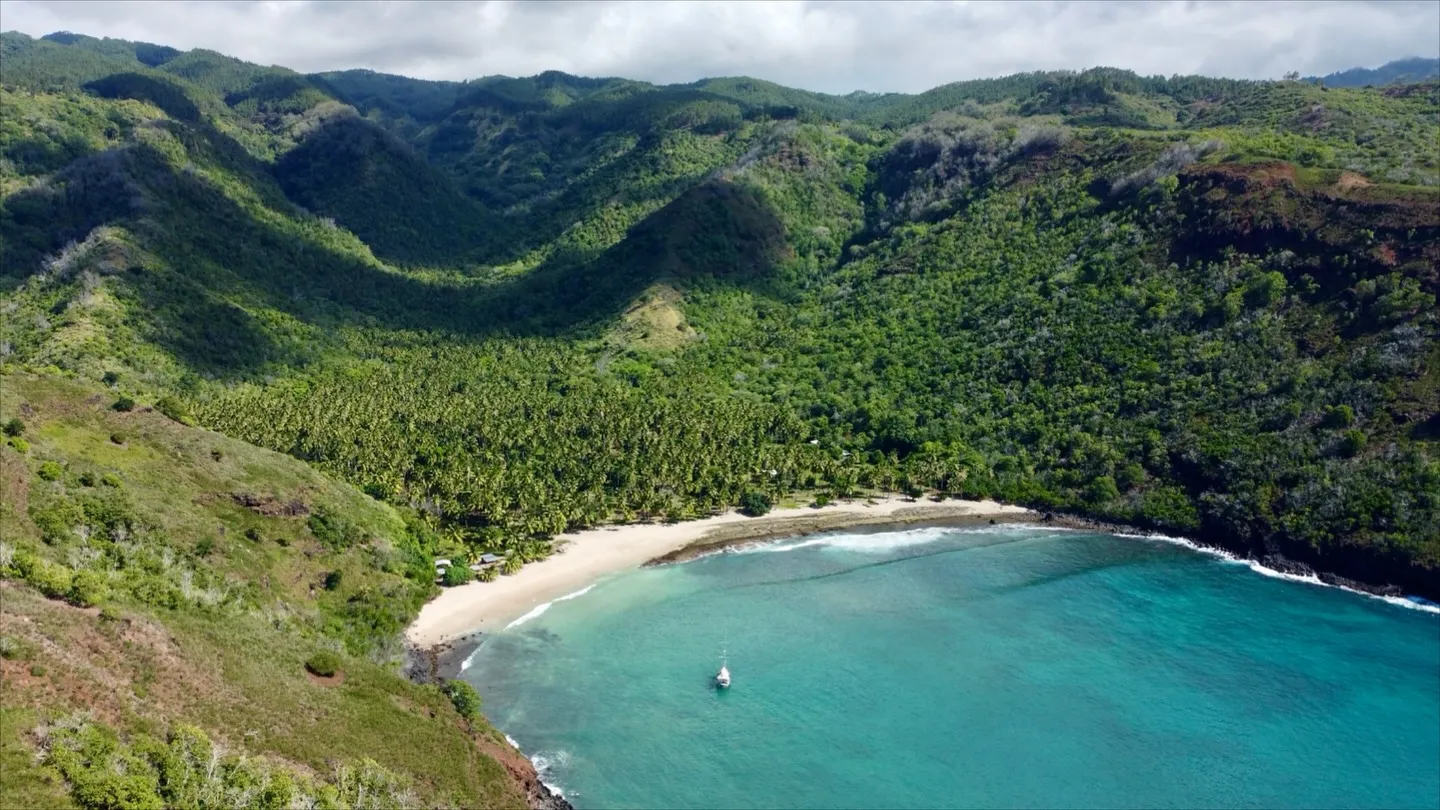 A remote bay all to ourselves on the north coast of Hiva Oa. A remote bay all to ourselves on the north coast of Hiva Oa.