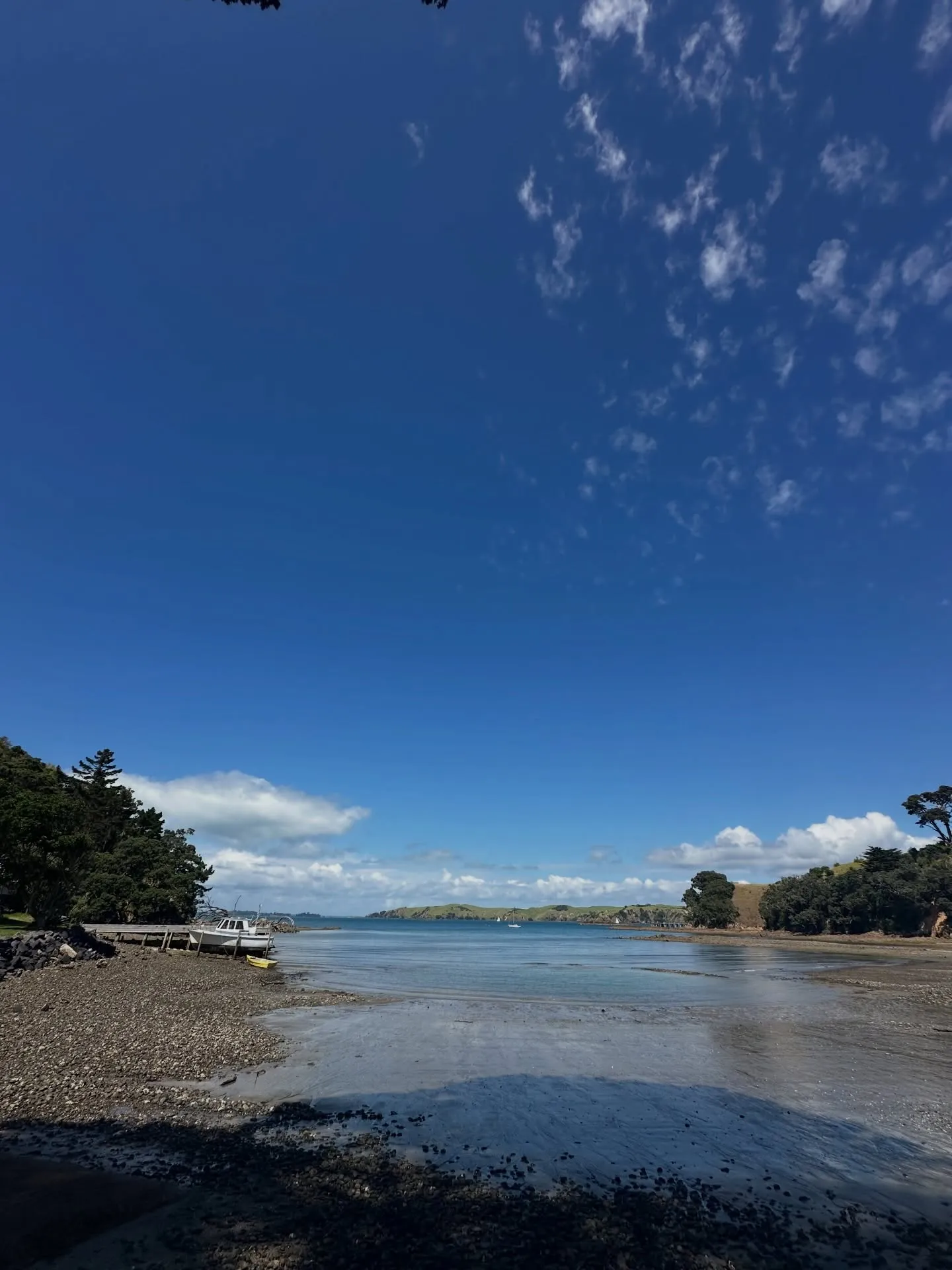 Blue skies over a shallow little bay. Blue skies over a shallow little bay.