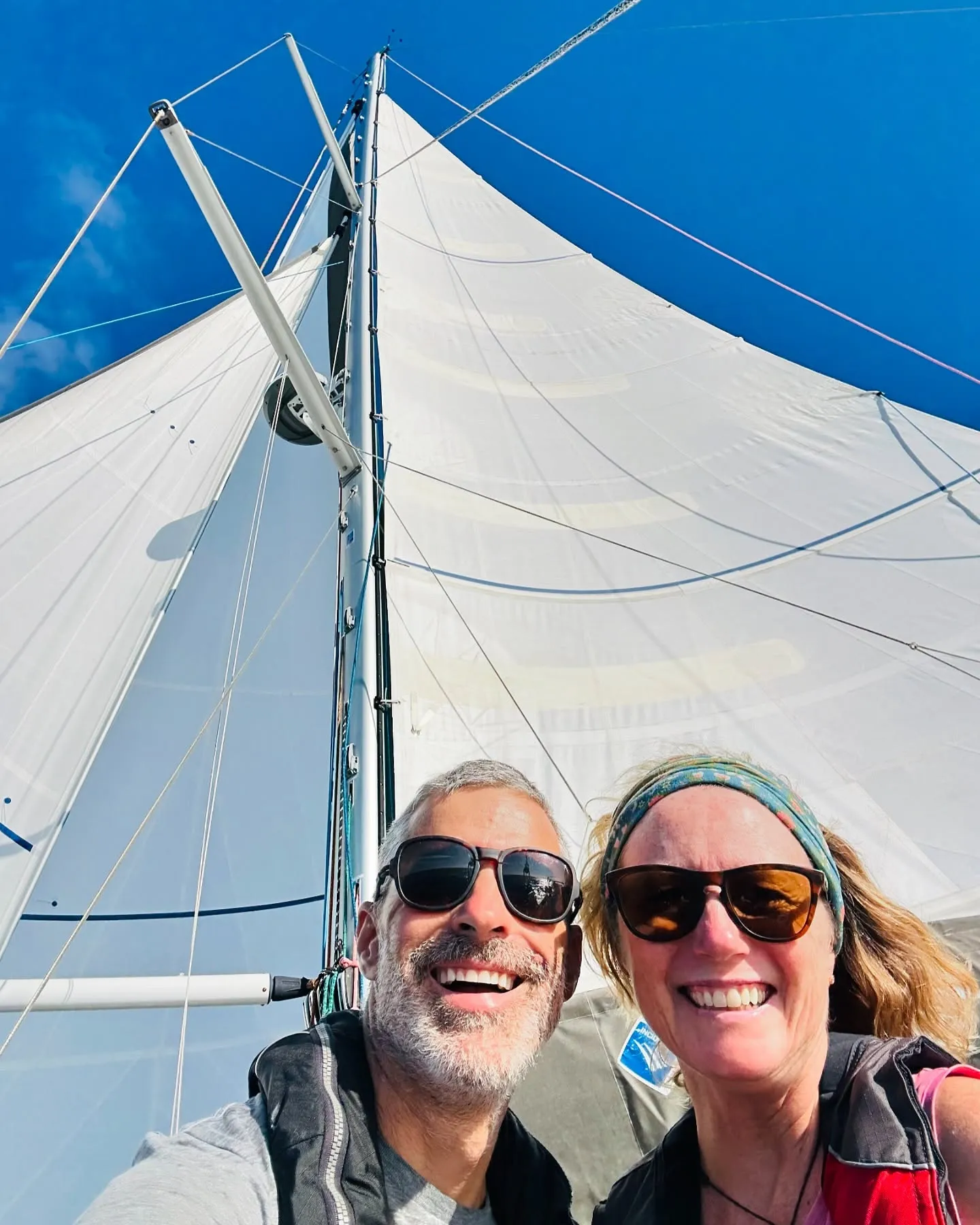 Trying a new three-sail downwind configuration.