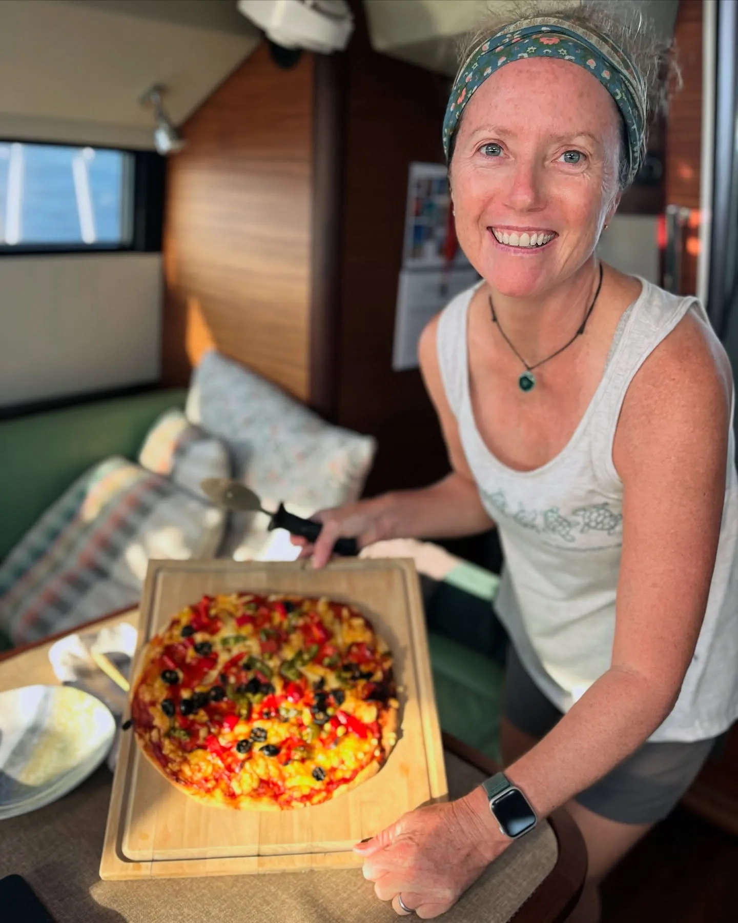 Friday pizza night in the middle of the Pacific.
