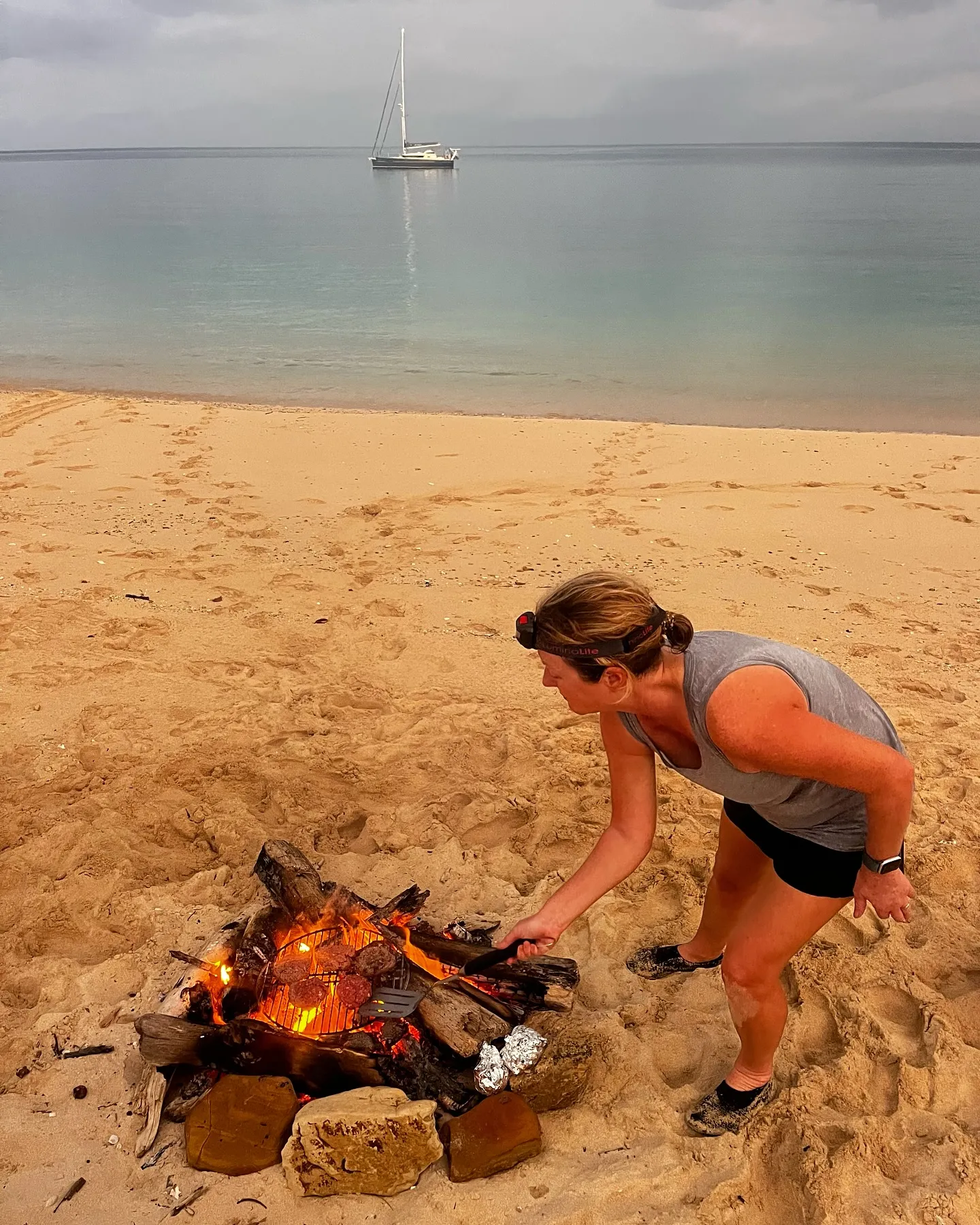 A beach barbecue at dusk in Las Perlas. A beach barbecue at dusk in Las Perlas.