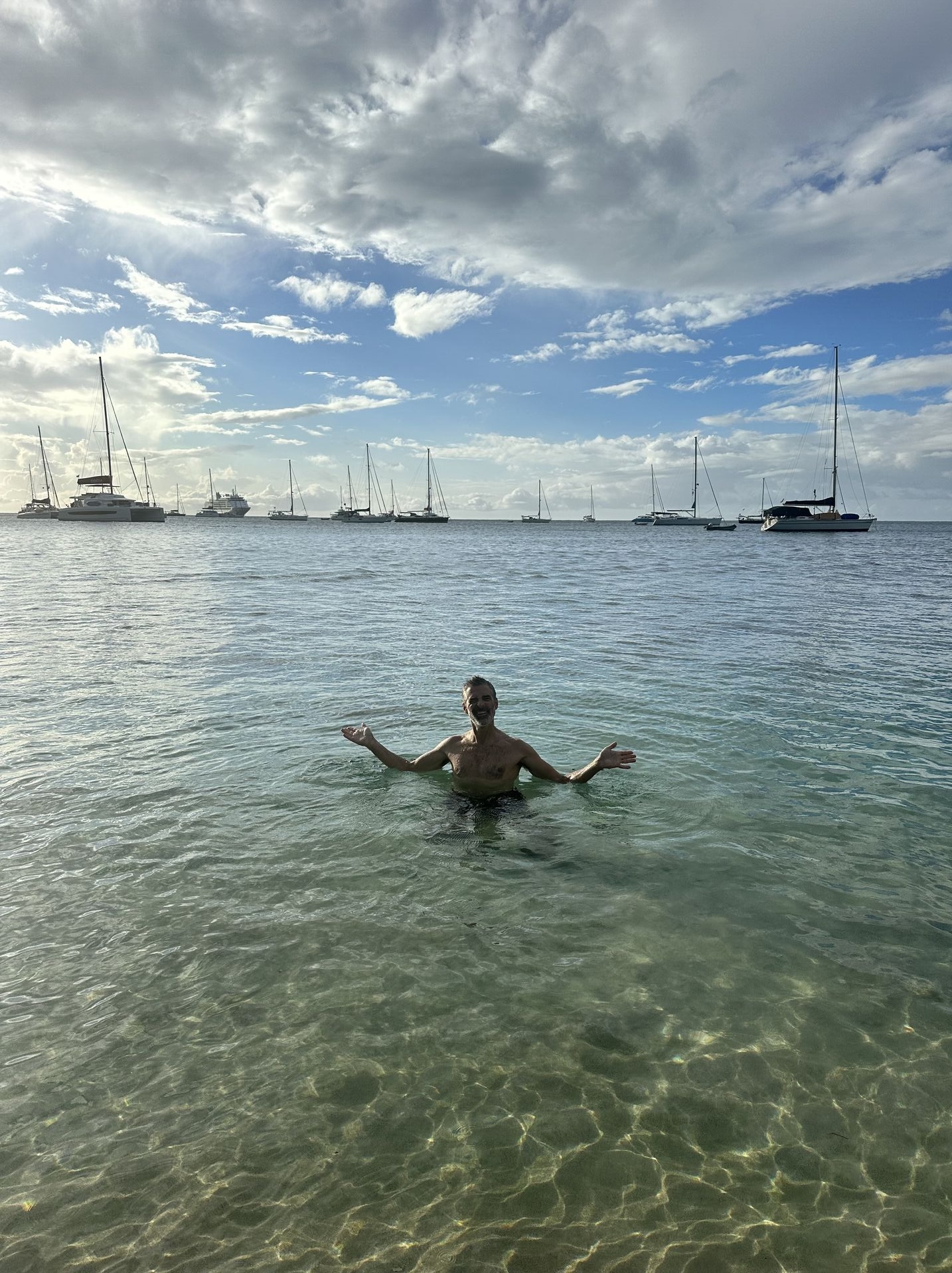 James taking a dip in the Bequia waters just off Princess Margaret Beach.