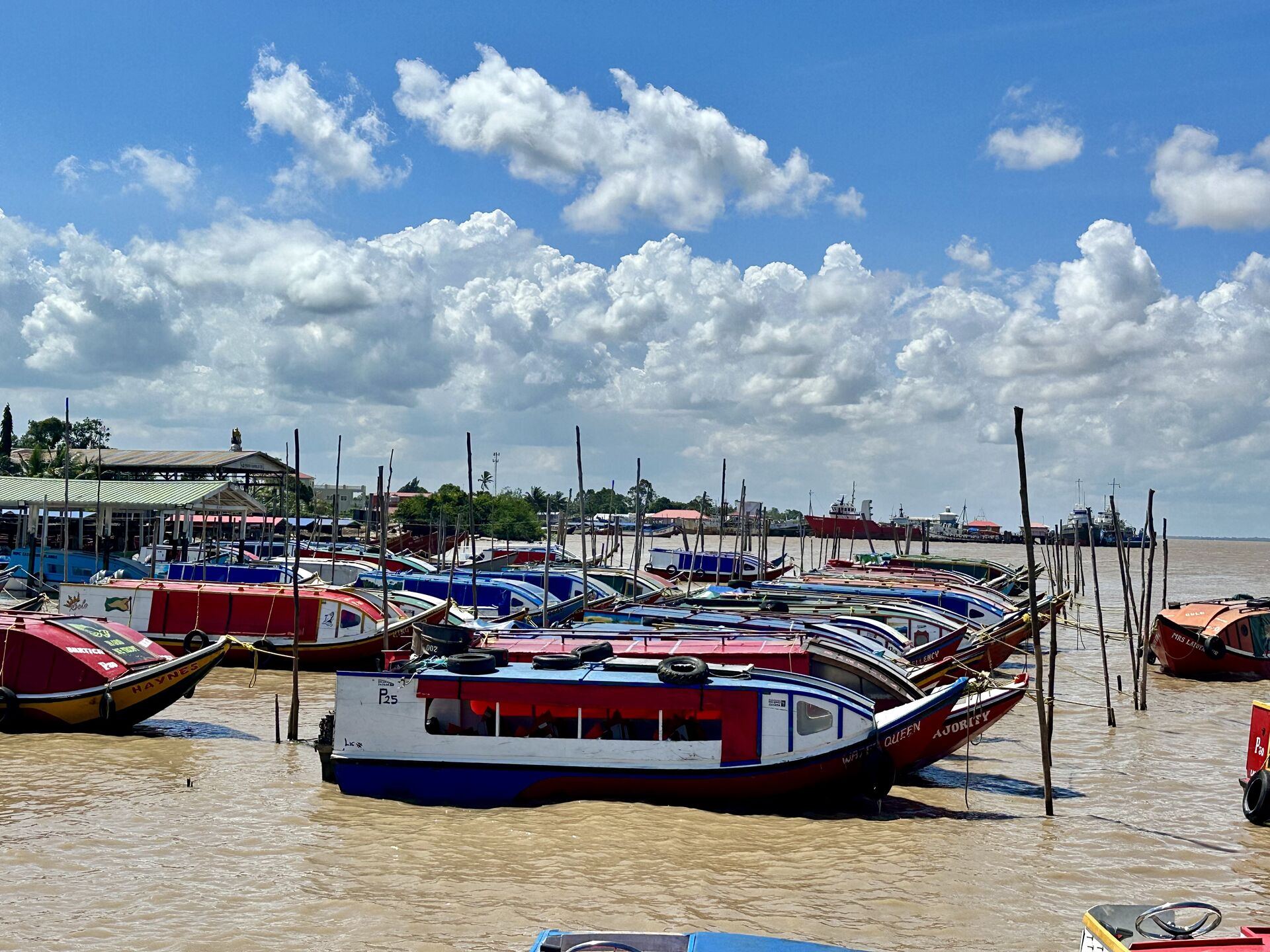 Colourful water taxis provide the main form of transportation on the Essequibo.