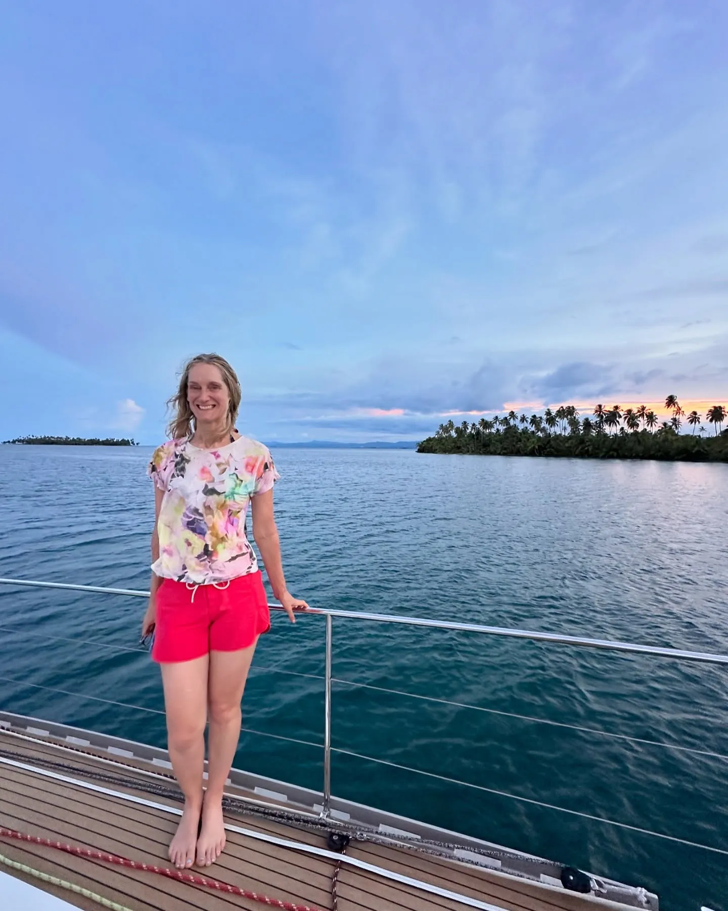 Evening on deck among the palm-fringed islands. Evening on deck among the palm-fringed islands.