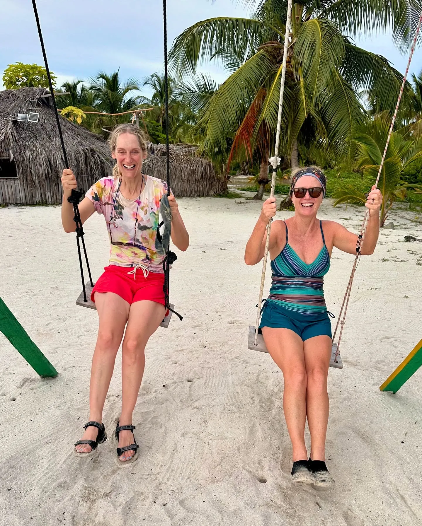 Swinging on the beach. Swinging on the beach.