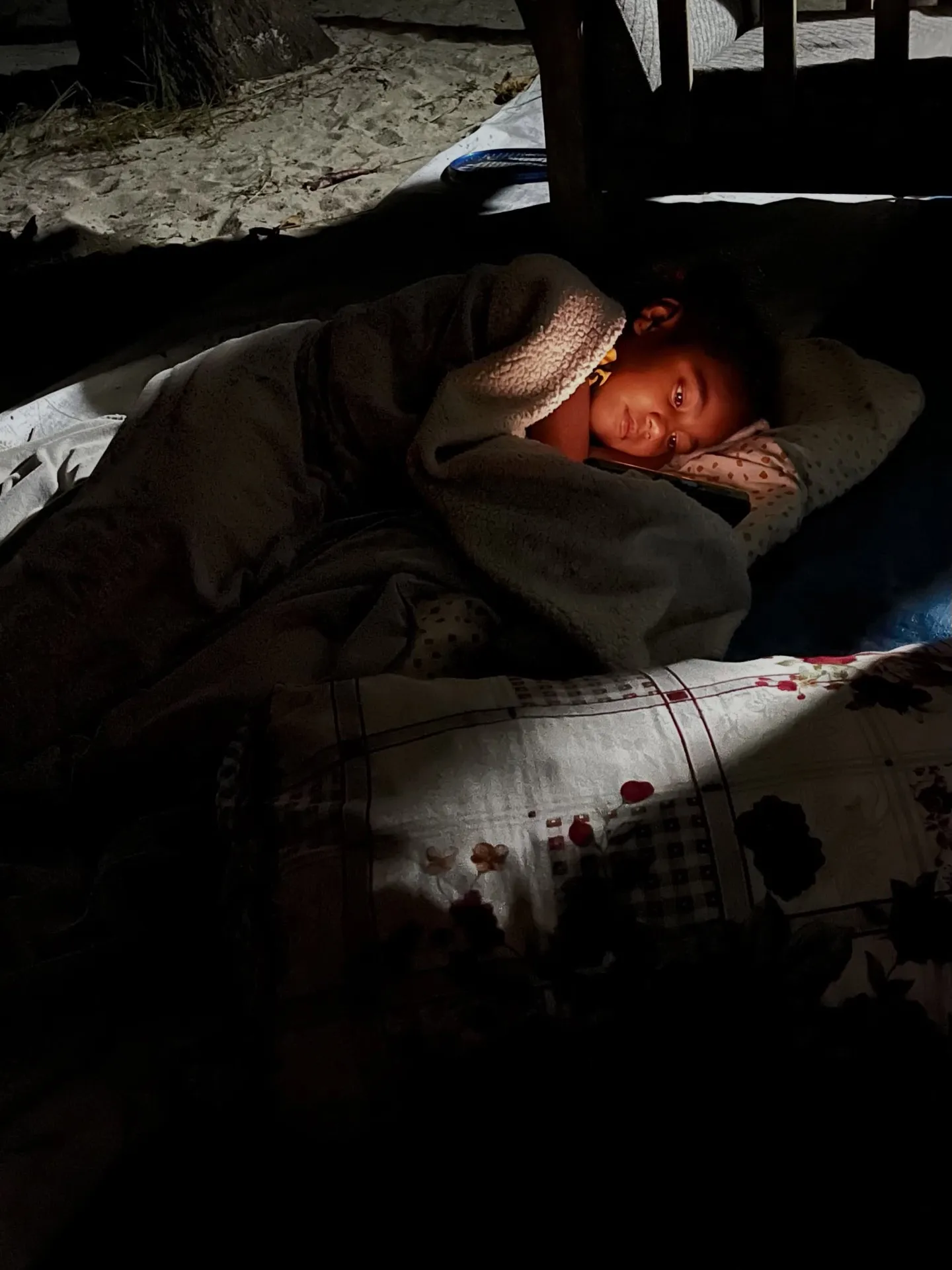 Snug under a blanket for the night. Snug under a blanket for the night.