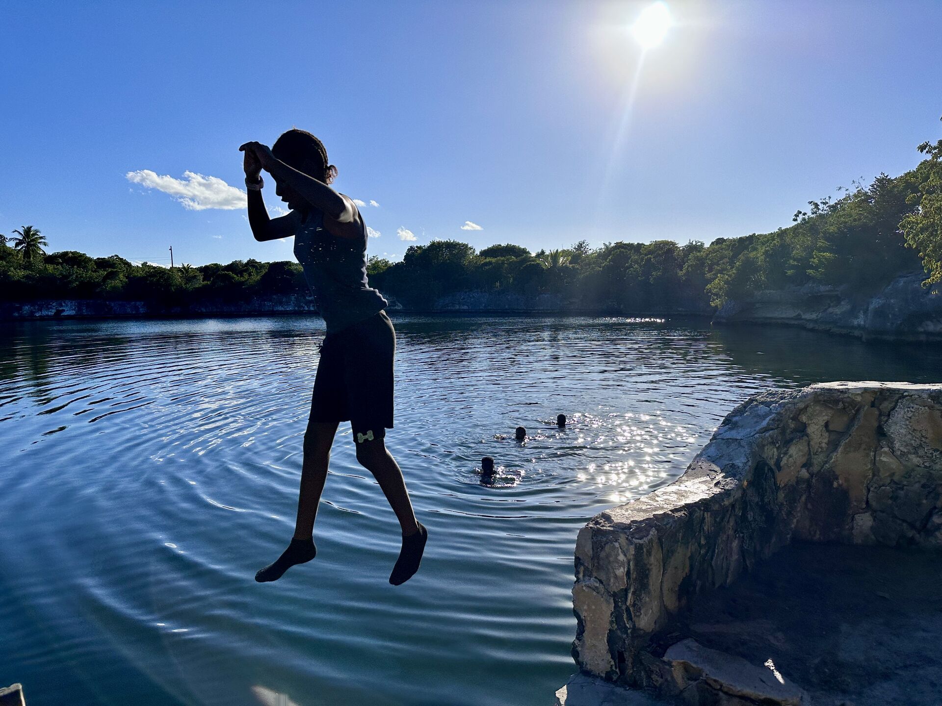 The Rock Sound blue hole inland swimming pool.