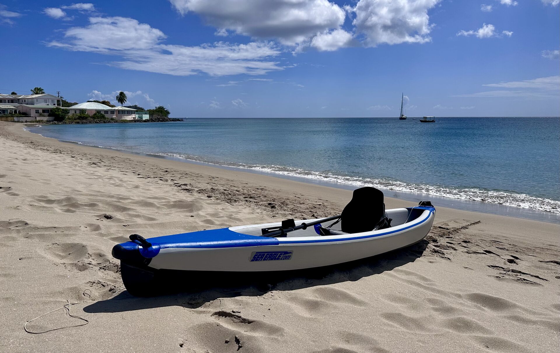 Our trusty kayak on yet another beach.