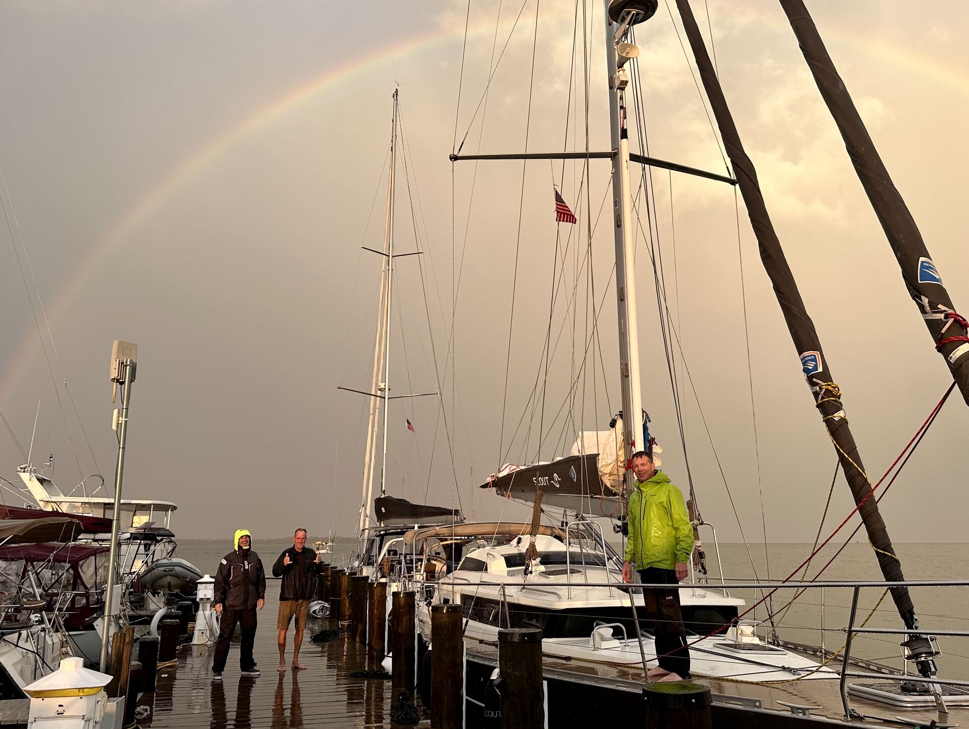 Caught in a rainstorm after the boat show.