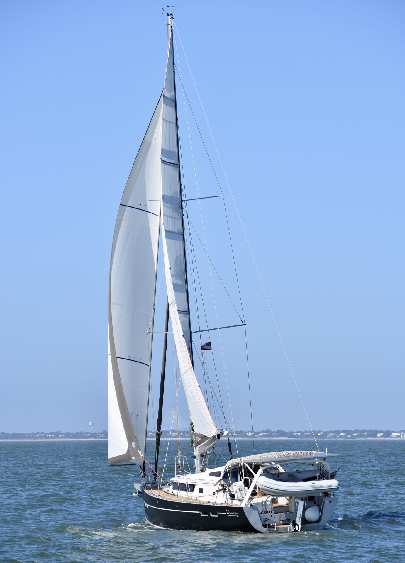 Under sail as we head towards the Charleston breakwater