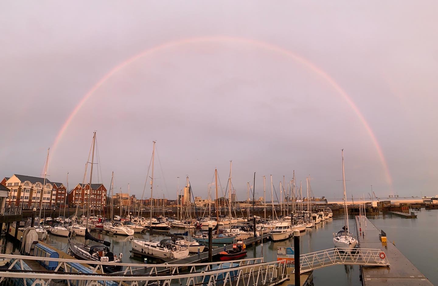 Rainbow over Town Quay Marina